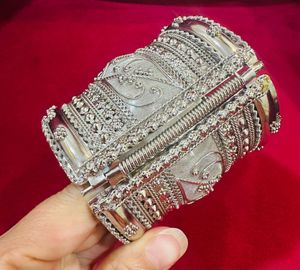 Exquisite Silver Tone Filigree Cuff Bangle