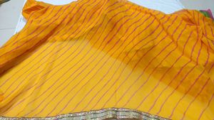 Vibrant Striped Yellow Saree