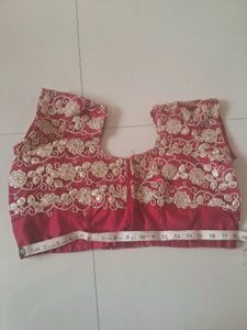 Embroidered Red Silk Blouse