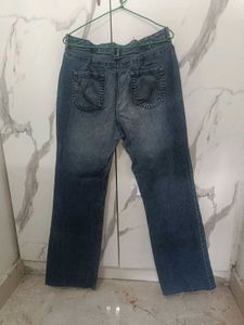 IMPORTED BLUE DENIM FLARED JEANS