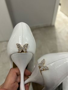 Chic White Patent Heels with Leopard Lining