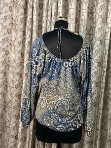 Bohemian Print V-Neck Long Sleeve Top