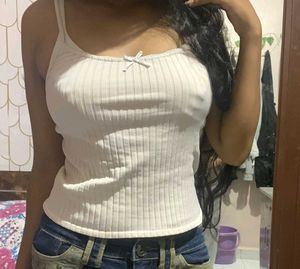 Ribbed Camisole with Bow Detail