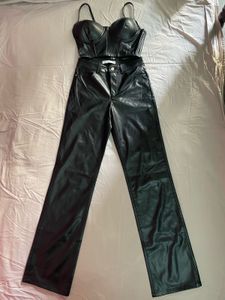 Faux Leather Corset Top &amp; Pants Set