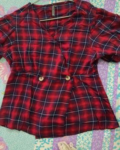 Red Plaid Top