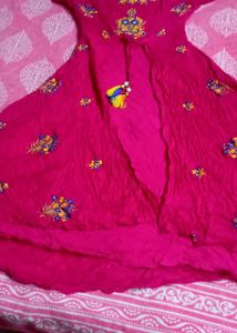 Pink Embroidered frock kurta