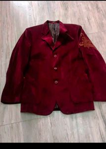 Velvet Blazer with Embroidery