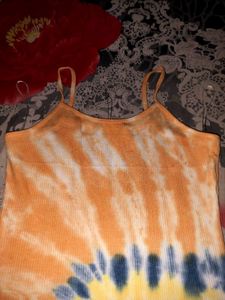 Vibrant Spiral Tie-Dye Camisole Dress – Orange, Ye