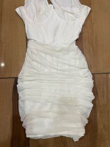 Chic White corset One-Shoulder Ruched Mini Dress