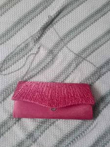 Pink Beaded Clutch