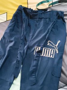 Puma Women's Navy Blue Cargo track pants