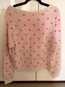 Pink Bow Print Sweater