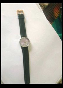 Classic Black Leather Strap Watch