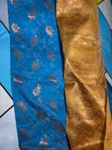 Blue Saree with Golden Motifs