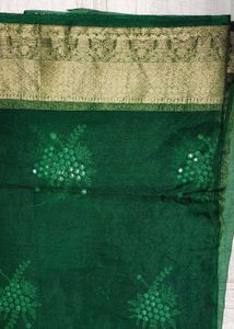 Elegant Green Saree with Gold Border(bilkul new)