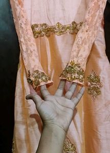 Elegant Peach Embroidered Gown for womern &amp; girls.