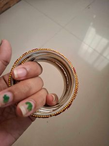 Elegant Red &amp; Gold Bangle Set