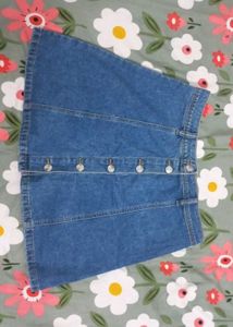 H&amp;M Button-Front Denim Mini Skirt