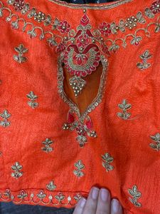 Embroidered Orange Blouse