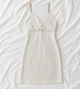 Imported White Chain Strap Dress With Shrug