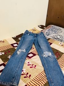 Light Blue Distressed Denim Shorts