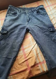 Blue Wash Cargo Jeans
