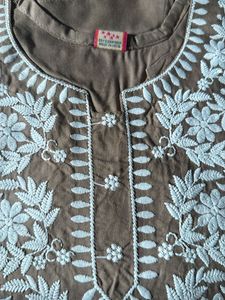 Embroidered Kurta - Brown