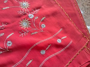 Red Embroidered Dupatta