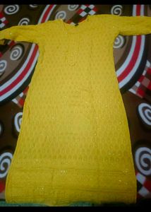 Yellow Chikankari Kurta in L 40 size