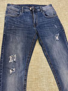 Zara- Ripped Blue Denim Jeans