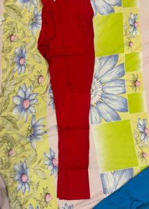Blue Kurta Set with Red Pants