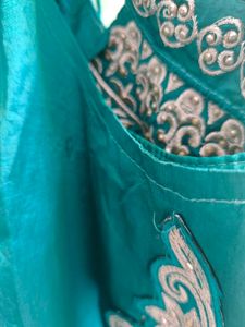 Elegant Emerald Green Embroidered Gown