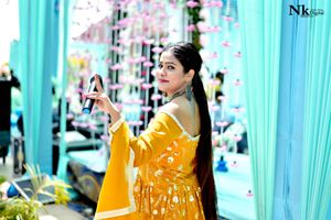 Mustard Off Shoulder Embroidered Kurti