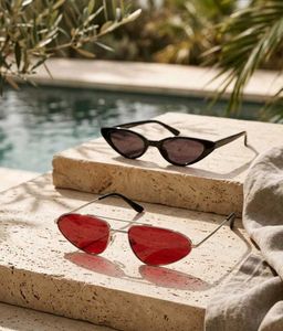 Set of 3 - Stylish Sunglasses - Red &amp; Black