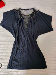 Chic Embellished Dark Grey Top