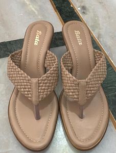 Bata Beige Woven Flat Sandals