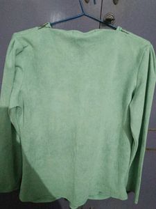 Mint Green Embellished Neckline Top