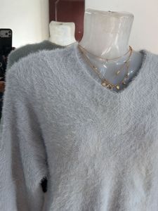 Cozy V-Neck Fuzzy Sweater