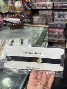 Black Lace Choker with Rhinestone Charm any 1