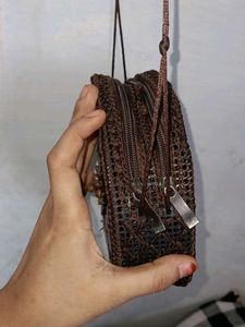 Coconut shell Round Rattan Crossbody Bag