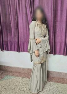Elegant Grey Kurta Set with Sharara