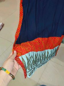 Blue Cotton Kurta with Yellow Embroidery