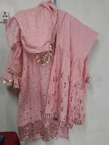Pink Sequined Kurta Set