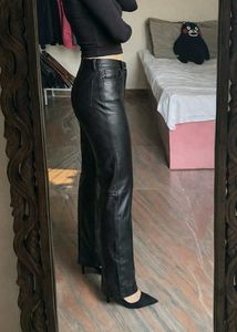 Italian High-Waisted Black Leather Pants