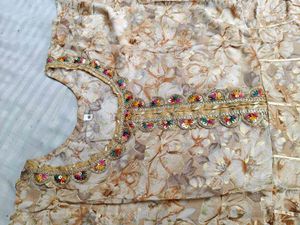 Gold Floral Print LONG Sharara Set