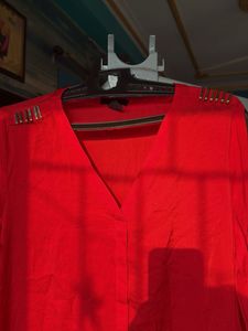 Vibrant Red Long Sleeve Top