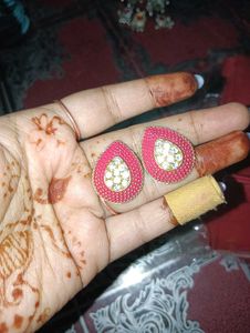 Elegant Pink & White Stud Earrings