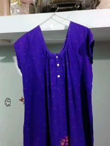 Comfortable Royal Blue Nightgown with Print