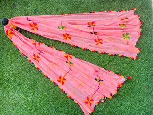 Pink Jaipuri Embroidery Dupatta