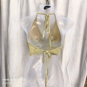 Lime Green Halter Neck Crop Top